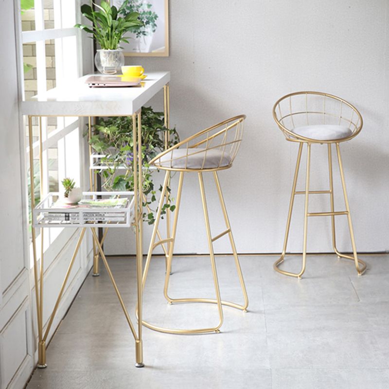 Contemporary Matte Finish Iron Bar Stool Footrest Home Counter Stool