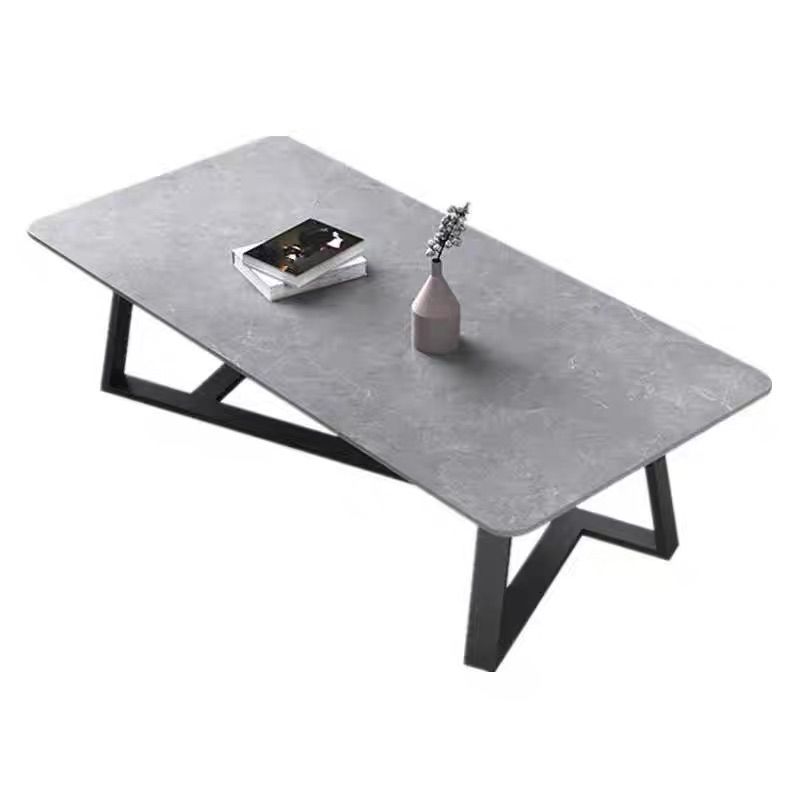 Glam Style Grey/black Gold/white Gold Rock Slate Top Coffee Table