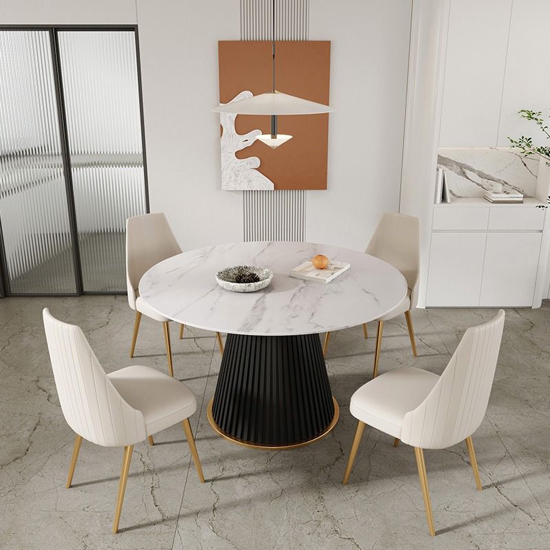 Mesa de comedor redonda de piedra sinterizada, mesa de comedor tradicional de lujo para el hogar