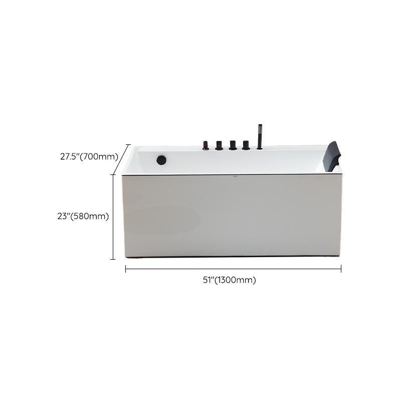 Modern White Acrylic Bathtub Rectangle Back to Wall with Drain Bath Tub