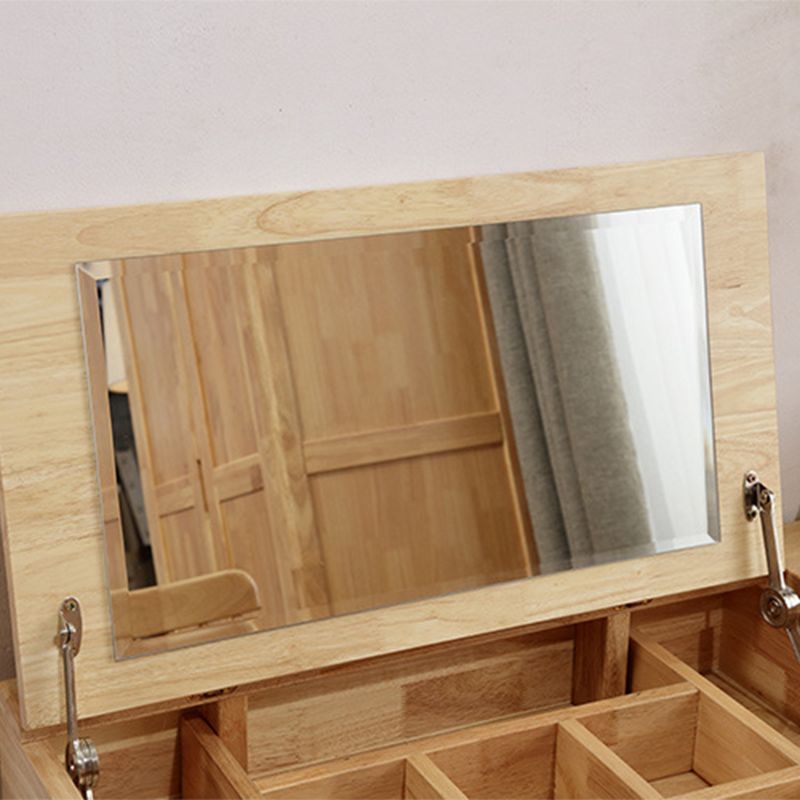 Nordic Flip-Top Vanity Dressing Table Set with Stool 1-Drawer Wood Vanity Table