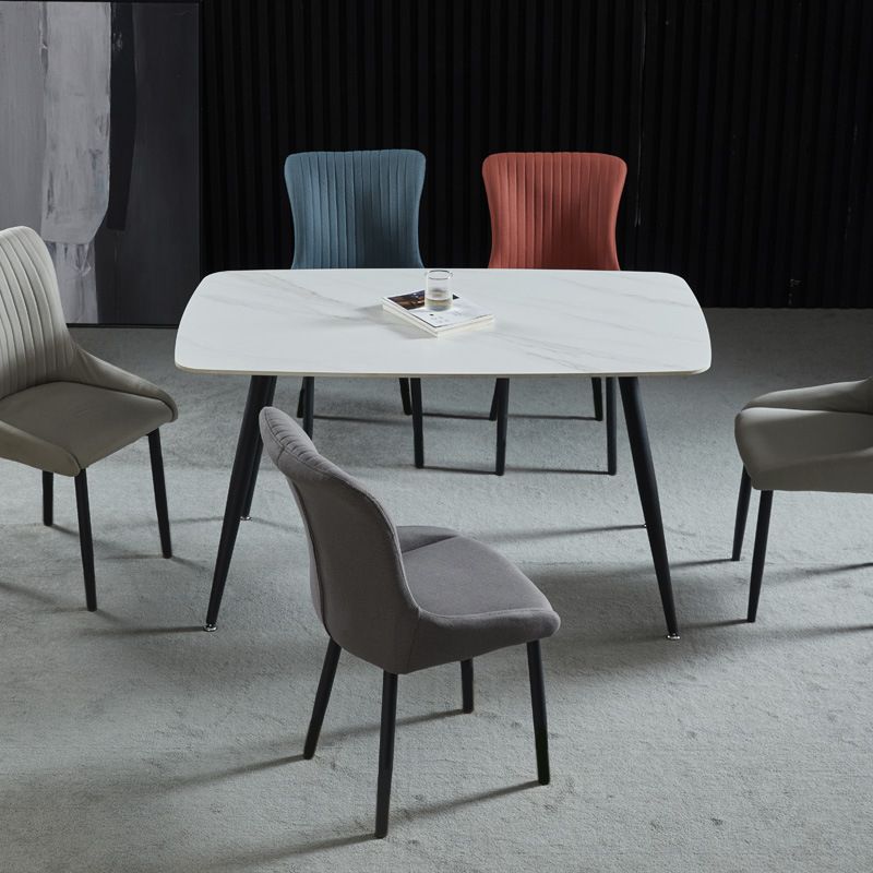 Chaise latéral moderne en cuir en cuir massif solide chaises de salle à manger sans jambes en métal