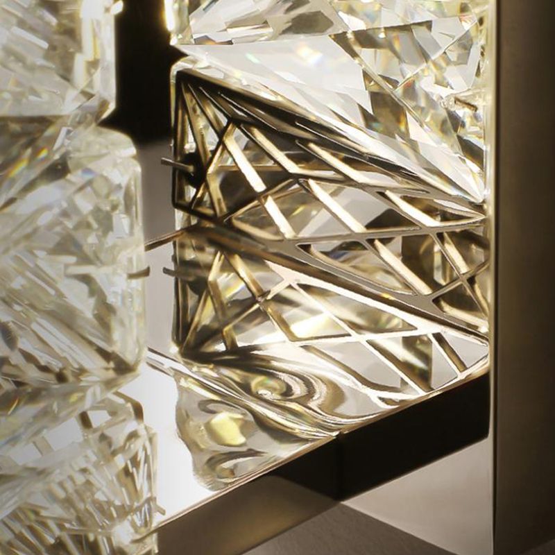 Unique Shade Crystal Wall Sconce Modern Style Single Light Wall Mount Lighting in Silver