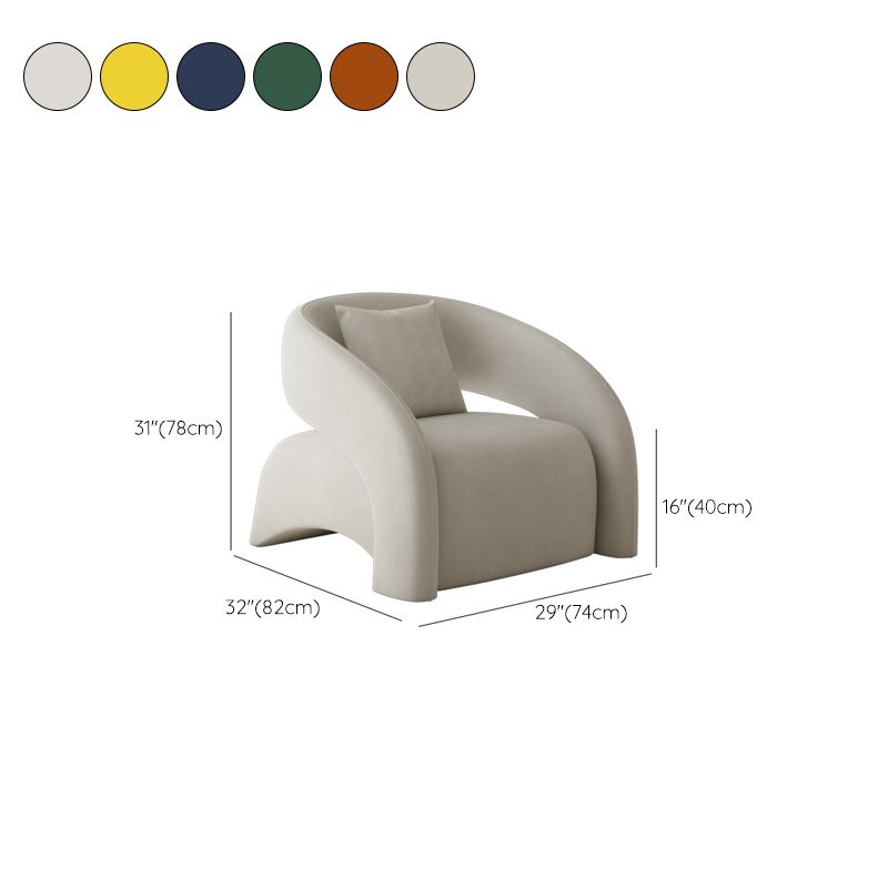 Contemporary Sloped Arms Chair Solid Color Pillow Back Chair