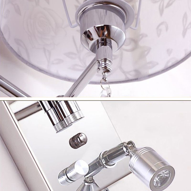 Sala de estar sentada una cabeza pared aplastador de tela de tela de tela ajustable lámpara montada en la pared lámpara