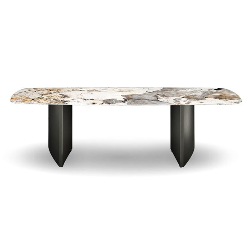 Metal Traditional Luxury Rectangle Table Sintered Stone Indoor Table for Dining Room