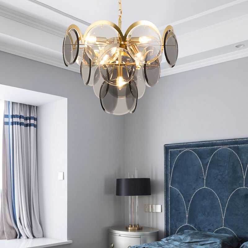 Nordic Metal Chandelier Geometric Pendant Lamps with Clear Glass for Living Room