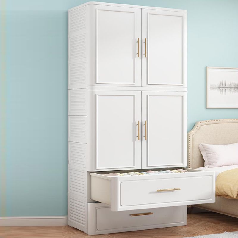 Plastic Wardrobe Cabinet with Garment Rod Hinged Wardrobe Closet