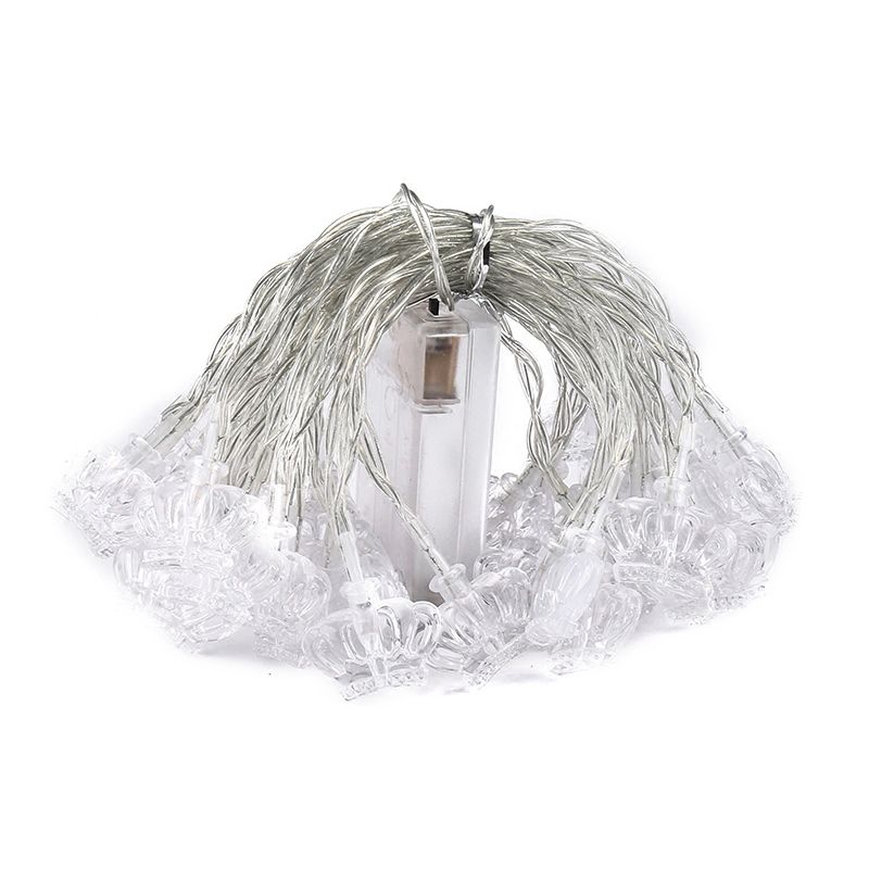 Modern Crown Fairy Light String Clear Plastic 20/40 Heads Bedroom String Lamp, 9.8/19.6 Ft Long