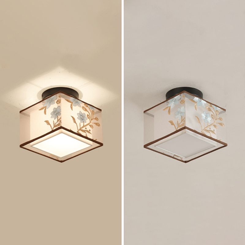 Lámparas de techo de estilo tradicional geometría de tejido blanco semiincrustado lámparas de techo de techo