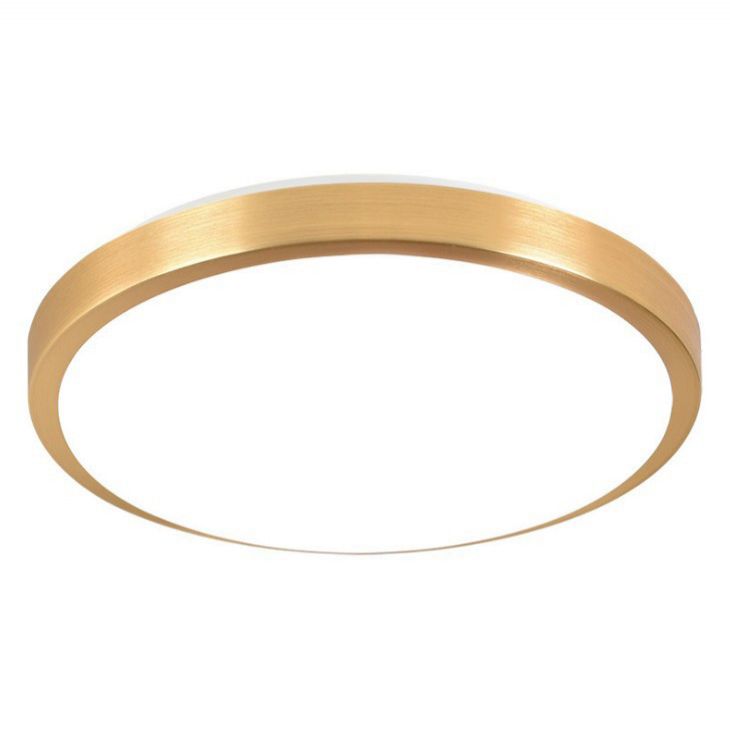 Luz de techo LED redonda de aleación de aluminio dorado, accesorio de iluminación empotrado de estilo moderno y sencillo para dormitorio