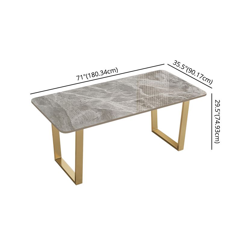 Minimalist Style Sintered Stone Dining Table Rectangular Dining Table with Metal Frame