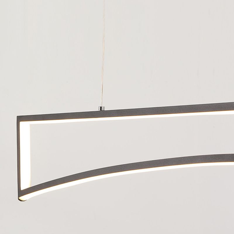 Linear Shape Island Pendant Contemporary Style Metal Single Light Island Light Fixture