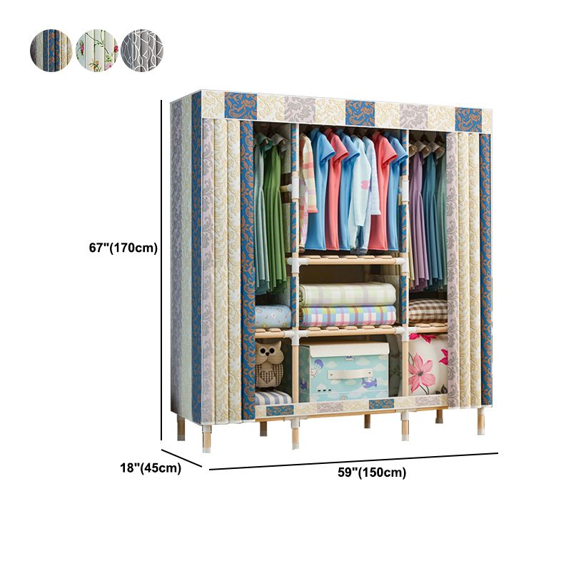 Modern Style Wardrobe Metal 1-Door Wardrobe Closet with Legs