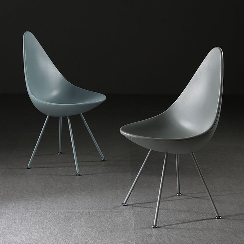 Industrial Style Armless Chair Solid Back Side Plastic Chair with Metal Base