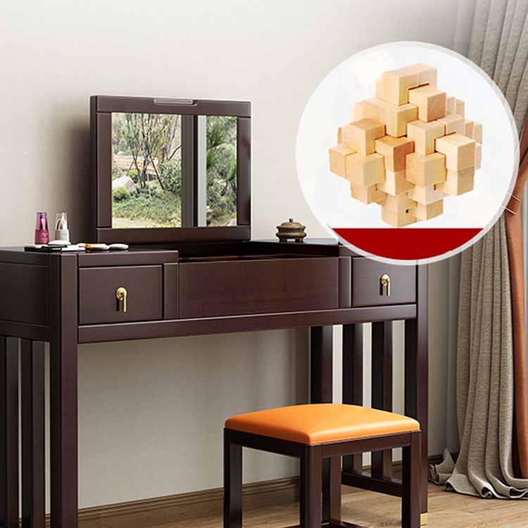 Traditions Rubberwood Vanity Set with Mirror 15.75"" Wide Brown Vanity