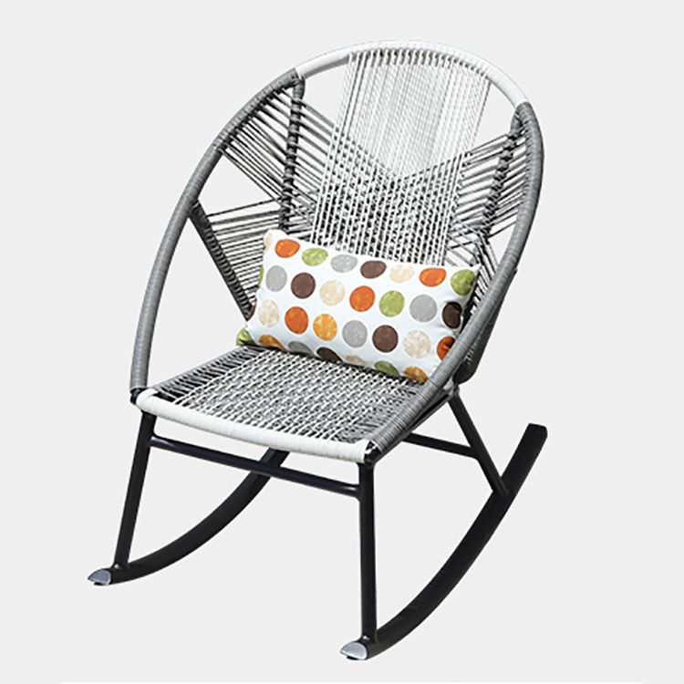Contemporary Rocking Chair Wicker Spindle Backrest Metal Chair Legs Porch Rocking Chair