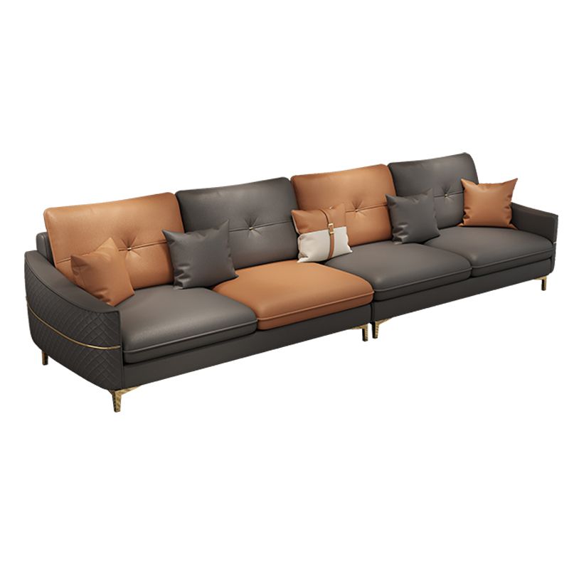 33.46" Tall Faux Leather Sofa Stain Resistant Square Arm Sofa