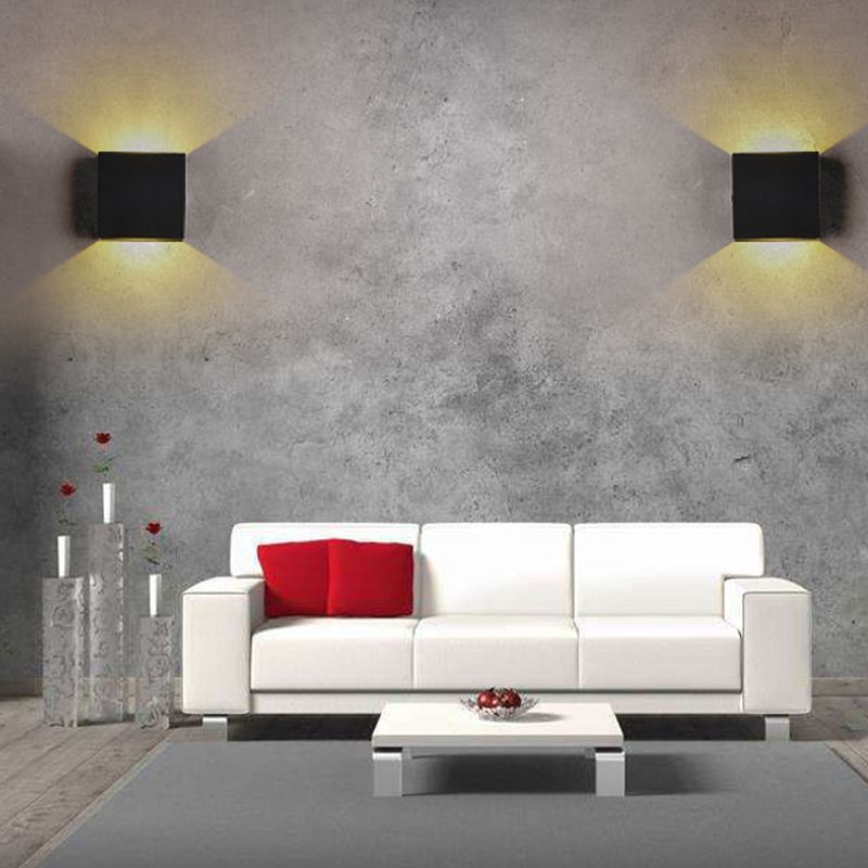Luz de pared de aluminio de 2 luces Cubo moderno 4 "Amplio de pared de ancho para sala de estar