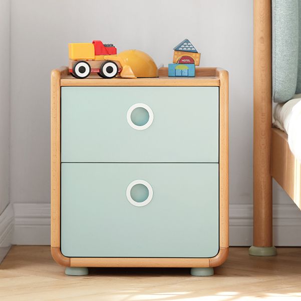 Contemporary Flat Top Kids Nightstand Solid Wood Nightstands with Drawers