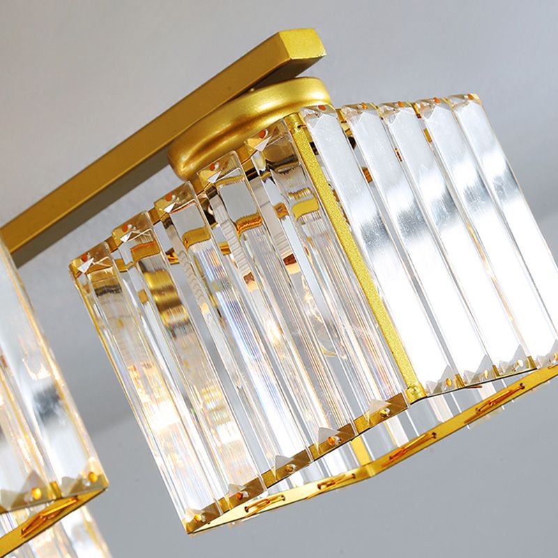 Plafonnier encastré en cristal contemporain avec luminaire cubique pour salon