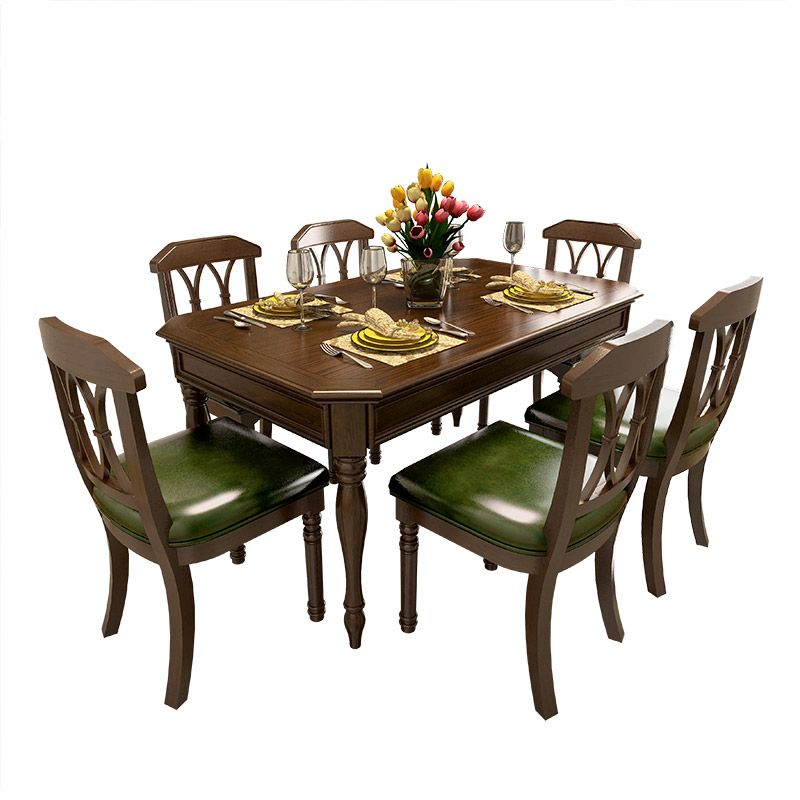 Wooden Dining Room Set Traditional Standard Height with Rectangle Top Dining Furniture