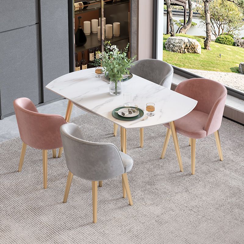 Scandinavian Sintered Stone Top Dining Set Round Table Dining Furniture with Drop Leaf