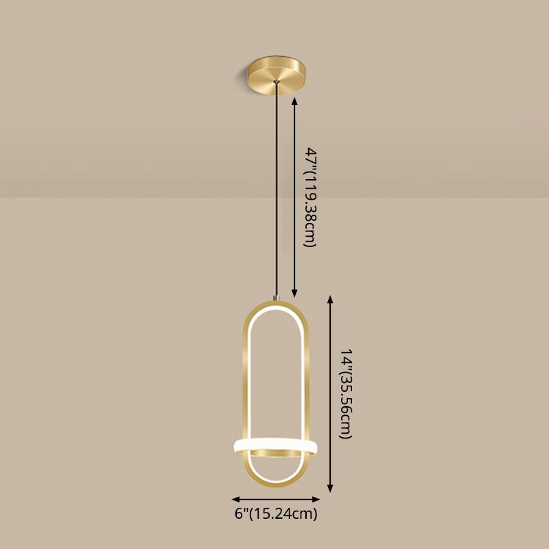 Simplicity Style Geometric Ceiling Pendant Light Metal LED Bedroom Pendant Light Kit