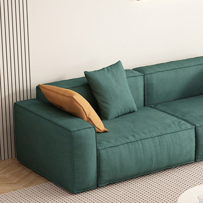 37" Wide Contemporary Sofa Leather Square Arm Green Standard Seating