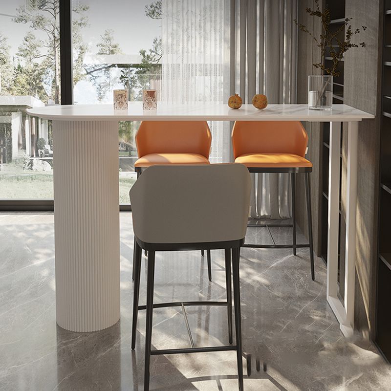 Modern Sintered Stone Bistro Bar Table Double Pedestal Bar Table