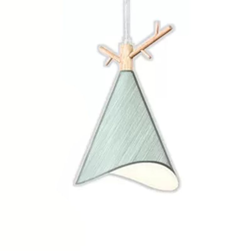 Nordic Conical Drop Pendant Metallic 1-Bulb Dining Room Ceiling Hang Light with Antler Deco