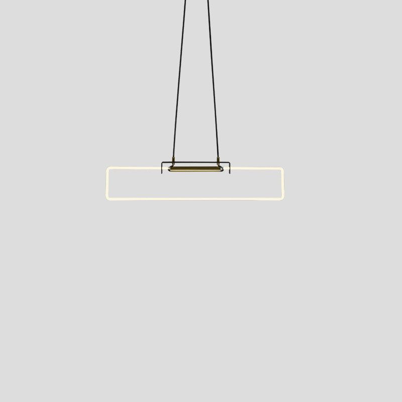 Black Linear Hanging Lamp in Modern Simplicity Acrylic LED Pendant Light for Dining Room
