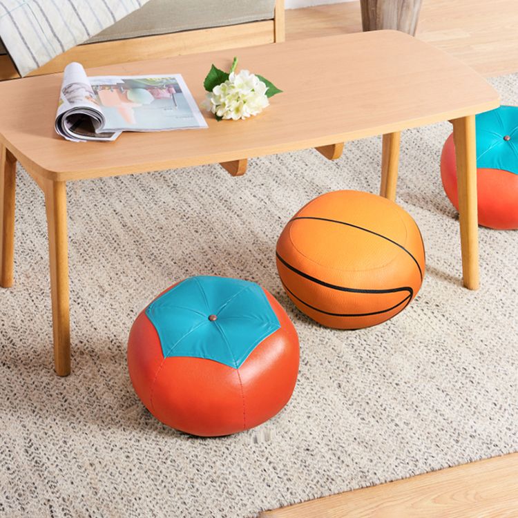 Pouf Tomato Pattern Ottoman Faux Leather Modern Specialty Ottoman