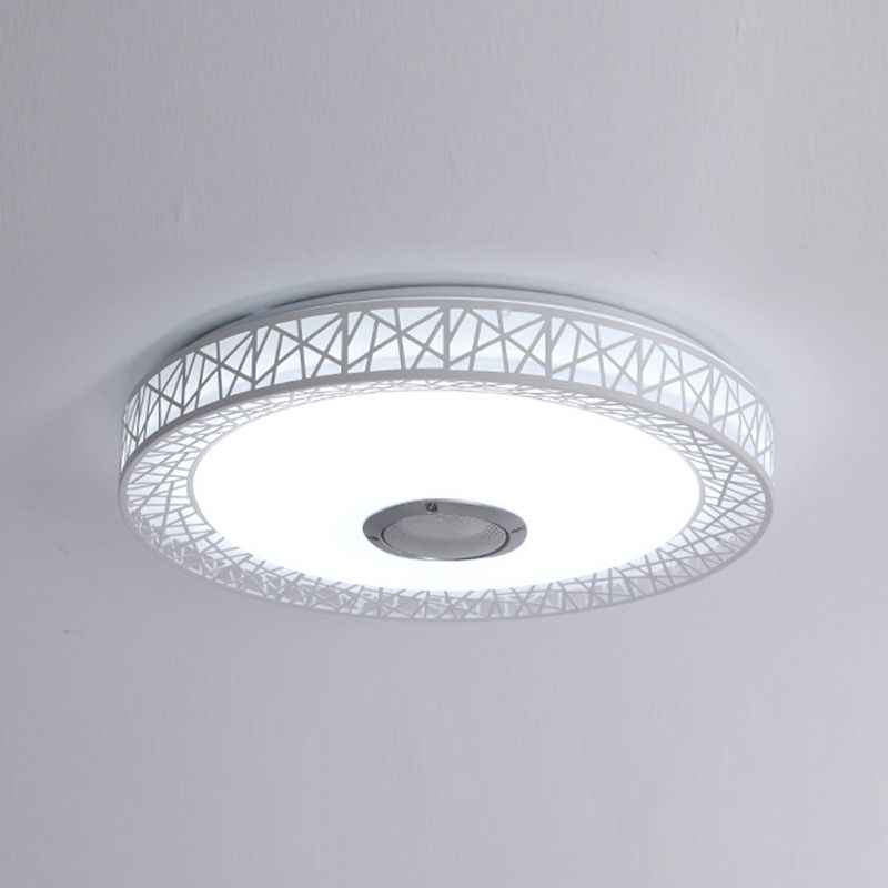 Round Shape LED Intelligent Ceiling Lamp Modern Iron 1 Light Flush Mount for Bedroom