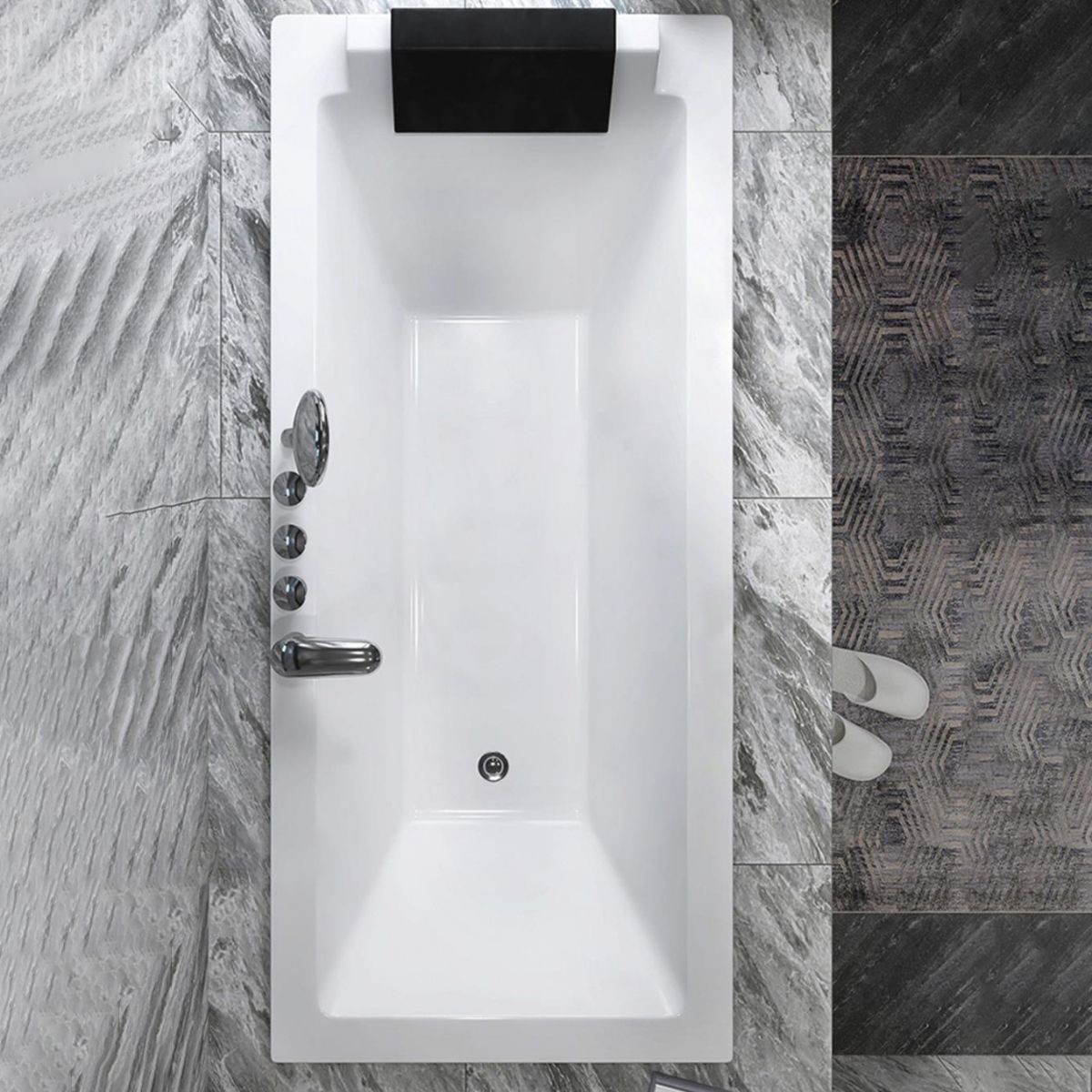 Drop-in White Bath Modern Soaking Acrylic Rectangular Bathtub