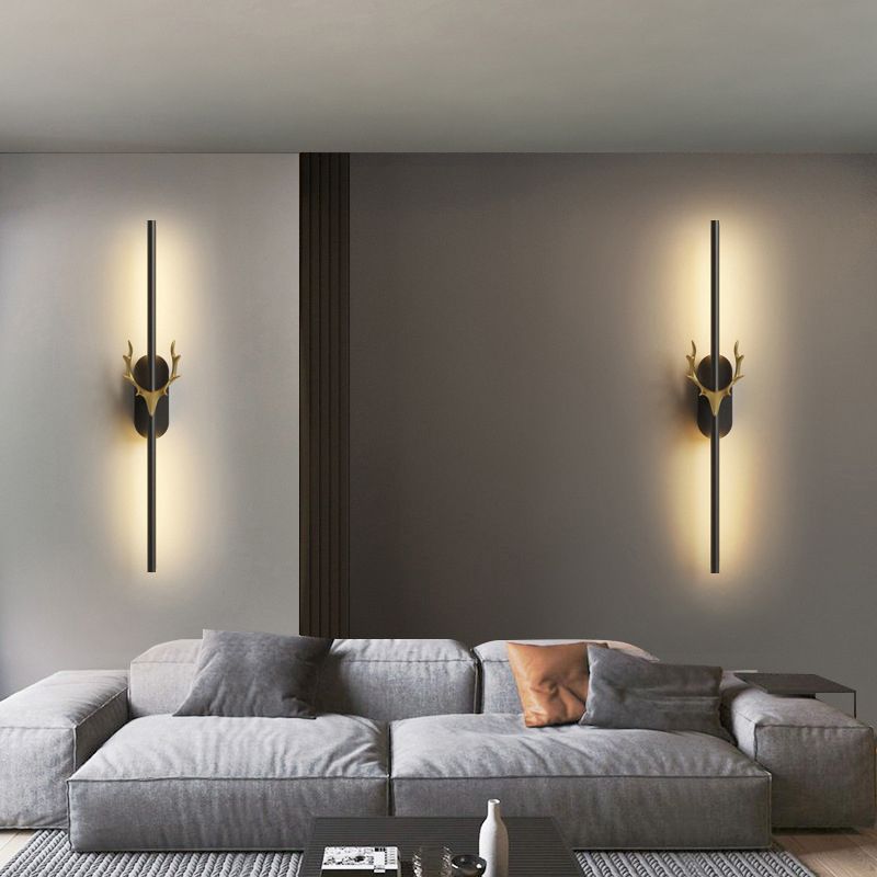 1-licht lineaire schaduwmuur SCONCE Moderne eenvoudige stijl wandverlichting in zwart