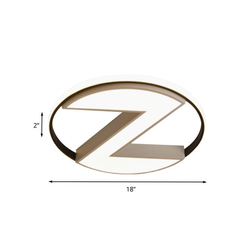 Lámparas incrustadas en forma de Z en blanco y negro modernas 18 "/ 21.5" lámparas incrustadas LED de metal ancho, con diseño de anillo cálido / blanco