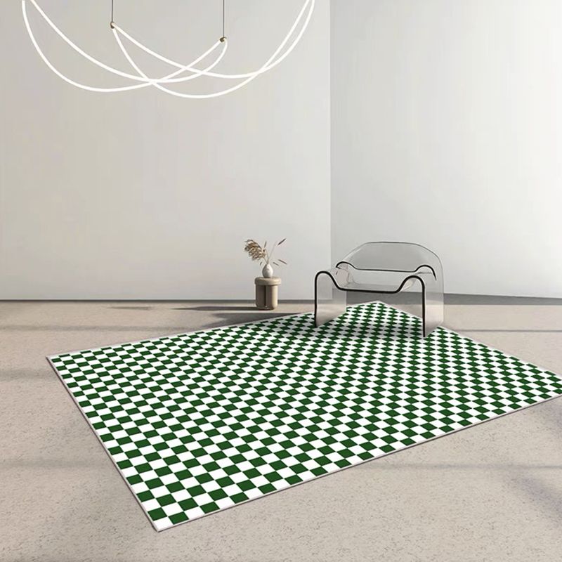 Light Purple Check Pattern Rug Polyester Modern Rug Washable Rug for Living Room