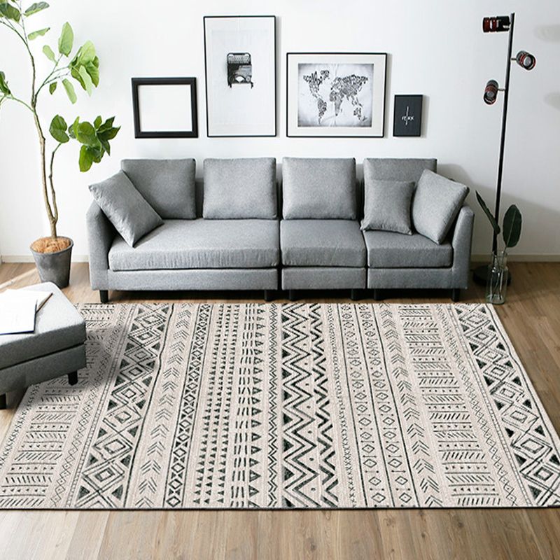 Ethnic Geometric Printed Rug Multi Colored Cotton Blend Indoor Rug Pet Friendly Easy Care Area Carpet for Living Room