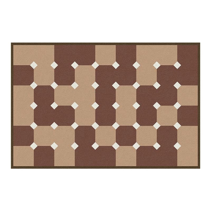 Light Brown Abstract Print Rug Polyester Modern Rug Washable Rug for Living Room