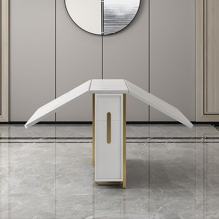 51.2''l Mesa de comedor de piedra sinterizada contemporánea Plegable mesa de comedor blanco para la cocina