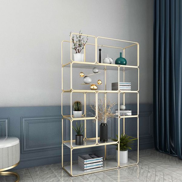 Modern Metal Book Shelf Open Shelf Bookcase with Shelves for Study Room