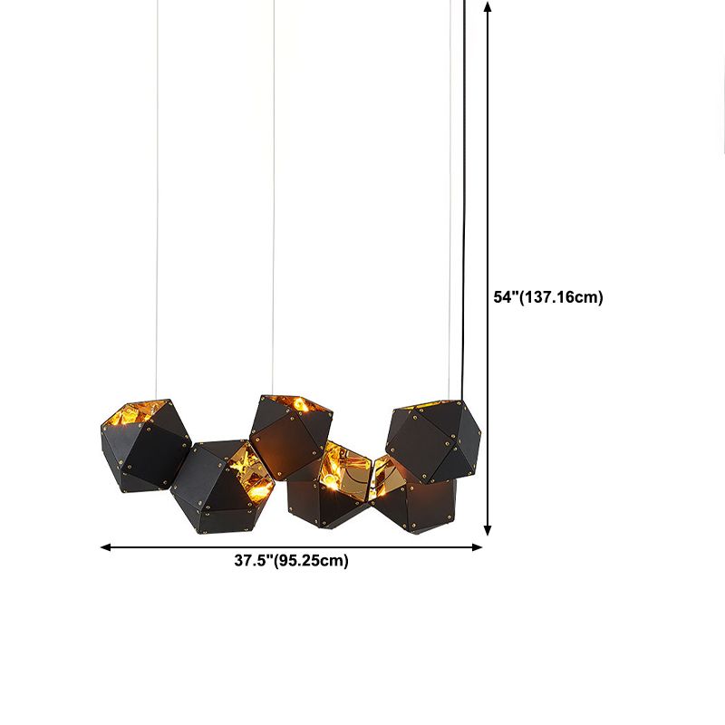 Contemporary Iron Kitchen Island Ceiling Light Geometric Island Hanging Light in Black