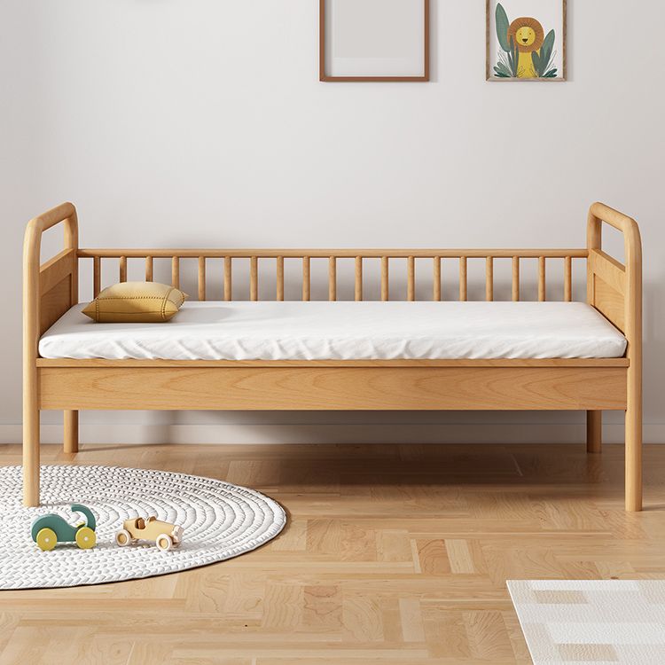 Solid Wood Washed Contemporary Nursery Bed in Natural with Guardrail