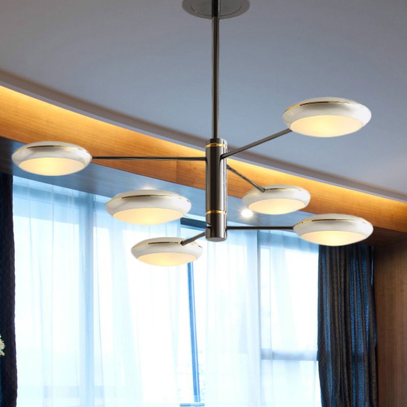 Gold/Black 2-Tier Starburst Chandelier Contemporary 6/8 Lights Metal LED Hanging Ceiling Lamp