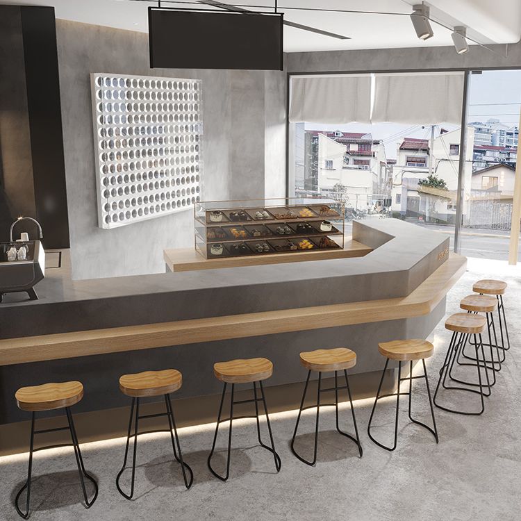 Modern 1/4/7 Pieces Bar Table Set Rectangle Wood Counter Table with Stools for Cafe