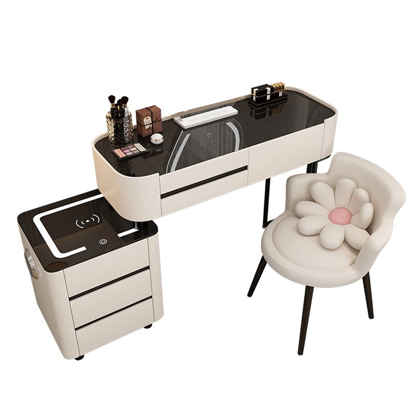 Contemporary Glass Makeup Vanity Desk Bedroom Vanity Dressing Table with Drawer