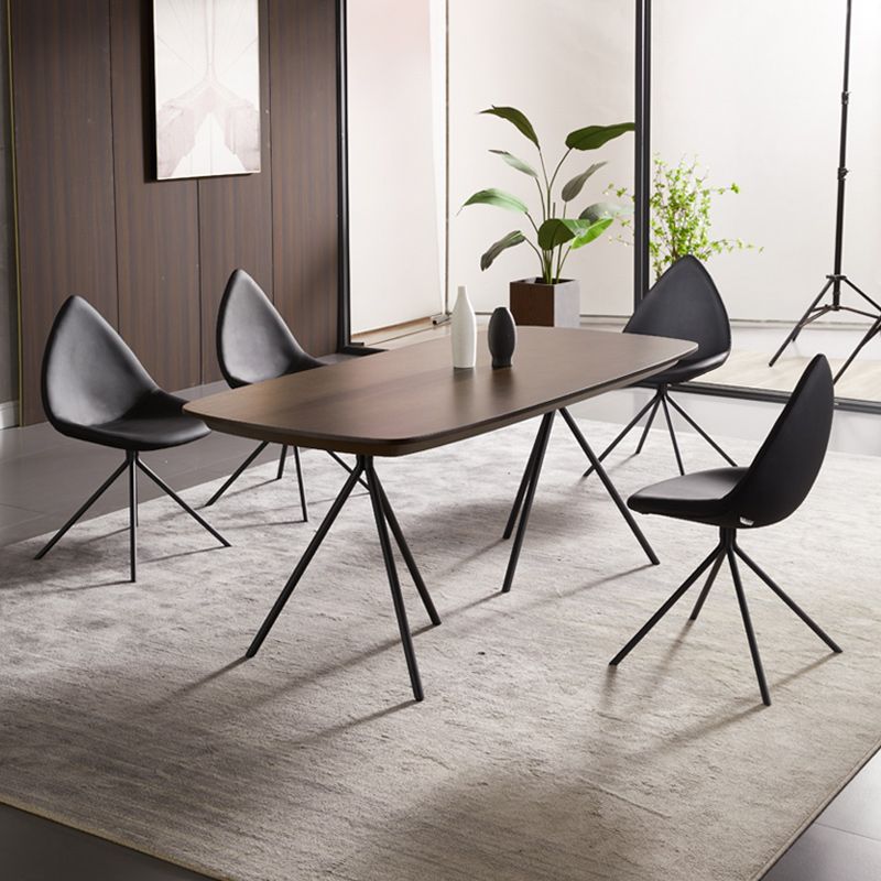 Modern Dining Room Side Chair Black Metal Legs Armless Dining Chairs