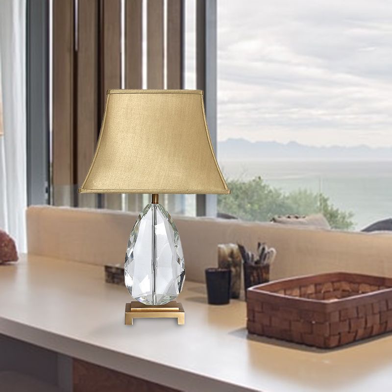 22 "/26" l Ovaal helder kristal nachtkastje lichte platteland 1 lichte woonkamer tafellamp in beige met stofschaduw