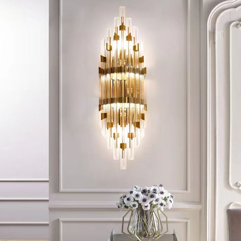 Clear Crystal 2 - Light Wall Sconce in Gold Metal Post Modern Wall Light